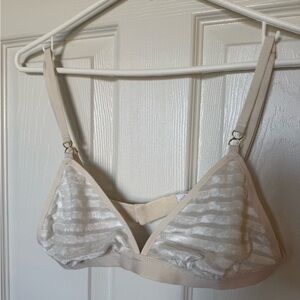 Aerie Cream Striped Lace Bralette